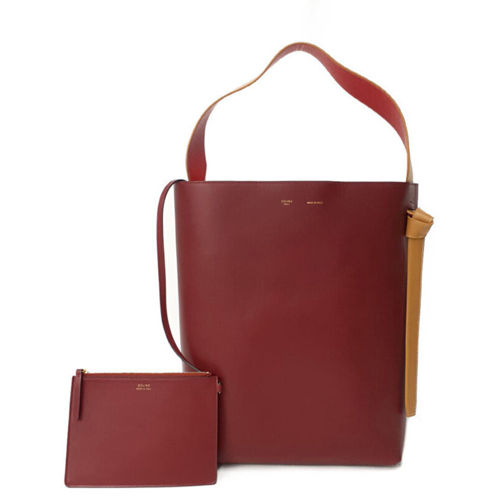 Celine Twisted Cabas Pouch red leather tote
